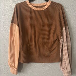SHEIN Brown and Pink Striped Sweater